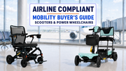 Jazzy Carbon folding power chair positioned at an airport gate ready for airline travel
