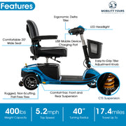 Pride Revo 2.0 3-Wheel Mobility Scooter | Free Accessories + Extended Warranty