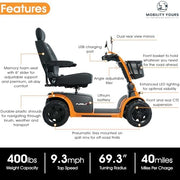 Pride Pursuit 2 4-Wheel Mobility Scooter | Free Accessories + Extended Warranty