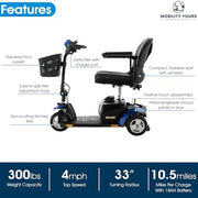 Pride Go Go Elite Traveller 3-Wheel Mobility Scooter | Free Accessories Included