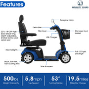 Pride Maxima 4-Wheel Bariatric Mobility Scooter | 500 lb Capacity I Free Accessories